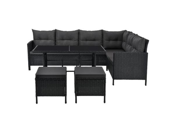 Loungeset Manacor - Polyrotan - Zwart