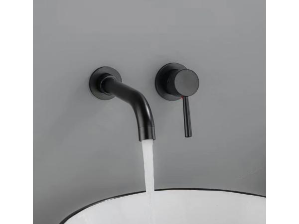 Inbouw mengkraan zwart RVS