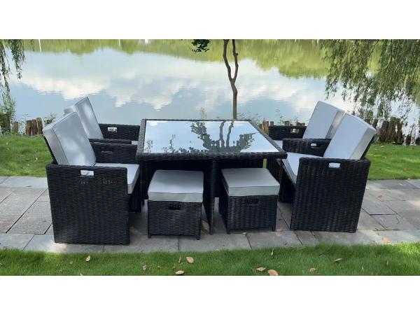 Diningset / Tuinset incl. kussens 9-delig