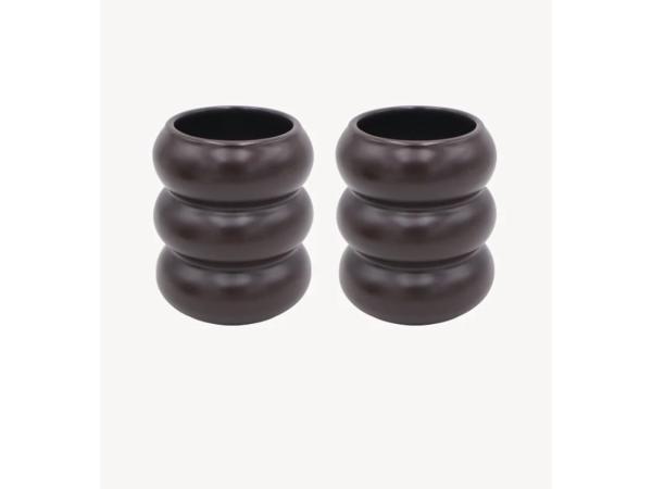 ZOHA wave keramiek mokken mokka 400ml set 2