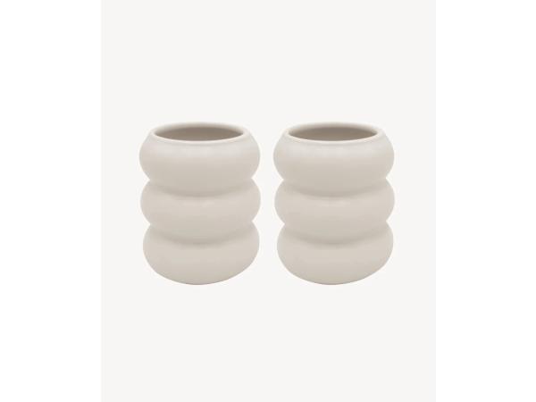 Zoha wave keramische mokken beige 400ml set 2