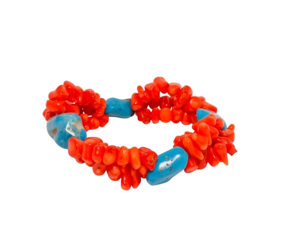 Sieraad | Bloedkoraal & Turkoois Statement Armband