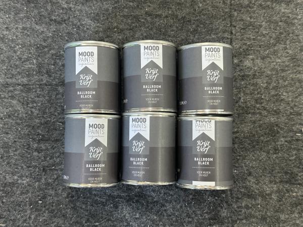 6x Moodpaints krijtverf Ballroom Black 100ML