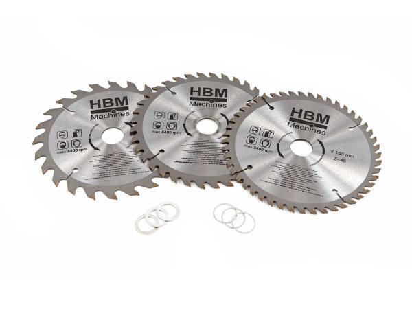 HBM - cirkelzaagbladen - 3-delig 160mm