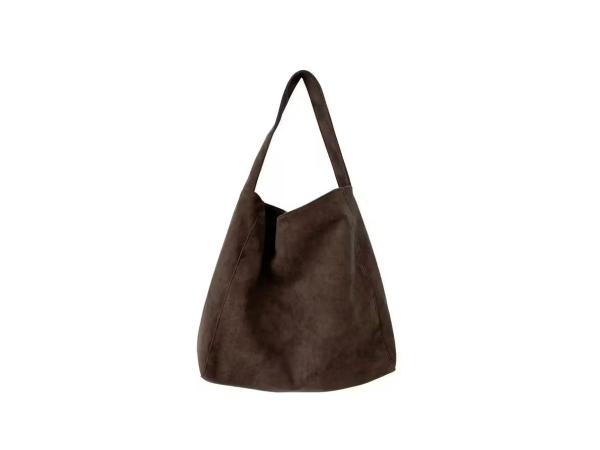 Suede schoudertas - bruin