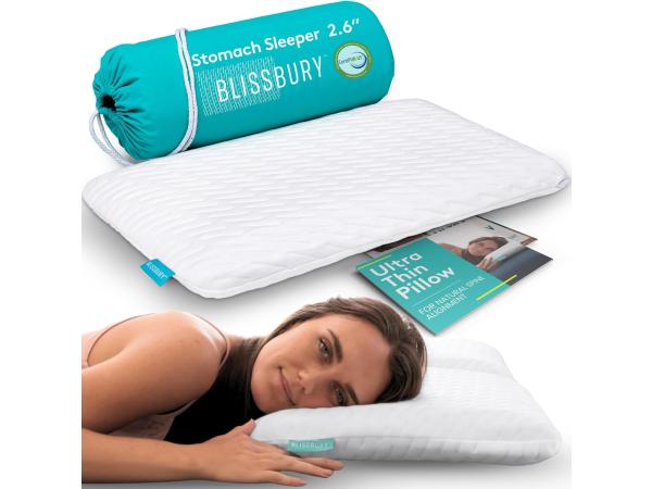 BLISSBURY Maagslaapkussen - dun traagschuim - 2,6 inch dikte