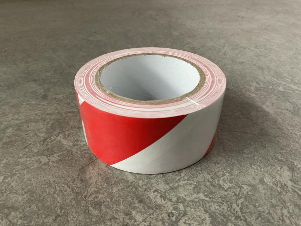 36x PVC vloermarkeringstape wit rood 50mm x 33m