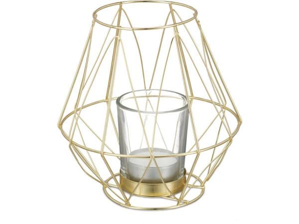 Waxinelichthouder geometrisch design met glas