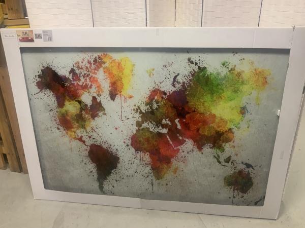 Glasschilderij wereldkaart 110cmx160cm
