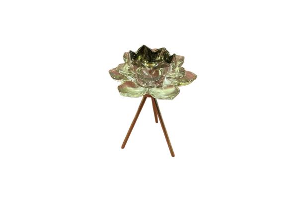 Theelichthouder Amy 18 X 12 Cm Glas Groen/Goud