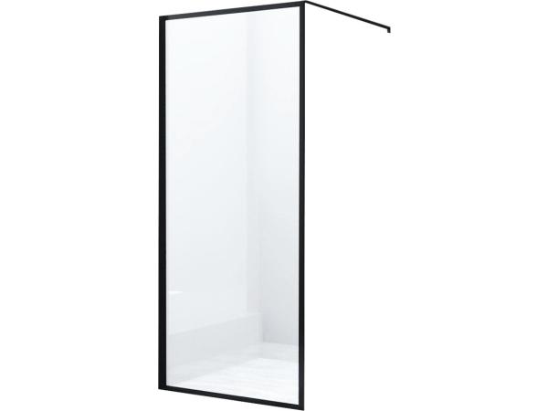 Inloopdouche  120x200 Mat Zwart Profiel Helder Glas