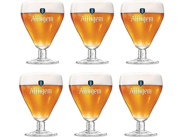 Affligem bierglazen voetglas set 6x 30cl