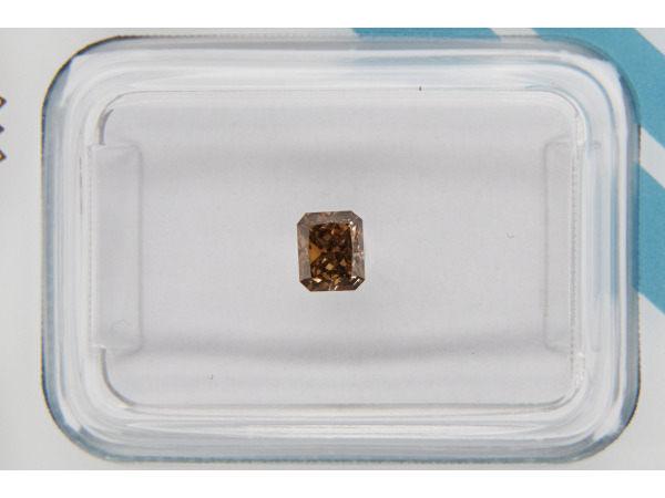 Natuurlijke diamant – rechthoek – Fancy diep geelbruin