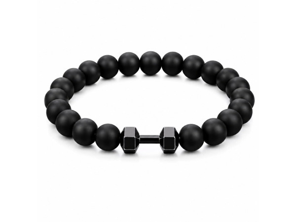 Fitness Armband Heren Zwart met Halter Bedel
