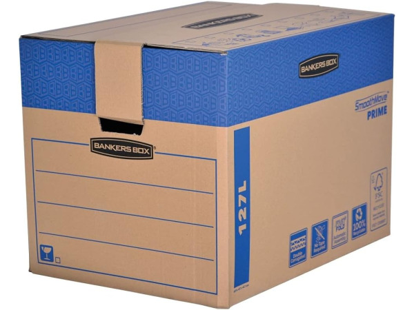 5x Bankers Box Verhuisdozen - Zelfmontagesysteem - 127L