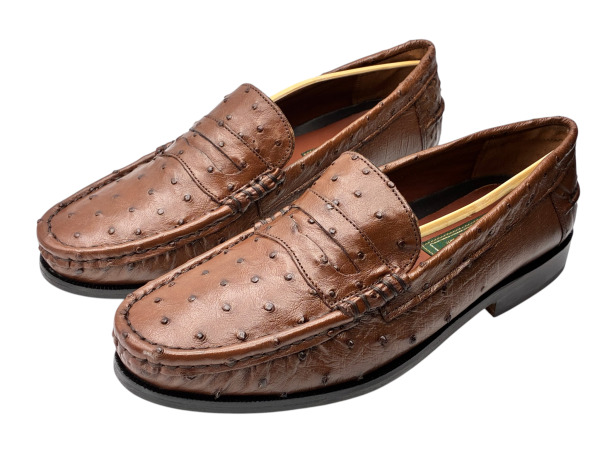 Cavalli | Handgemaakte Kango Struisvogelleer Loafers