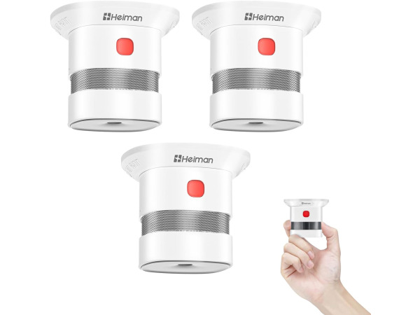 Heiman Mini-rookmelder  3-delige set brandalarm met 10 jaar