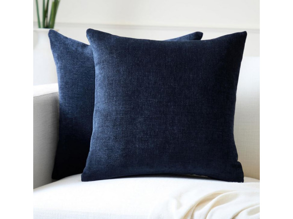 Encasa Homes Chenille Kussenslopen 2-delige set  marineblauw