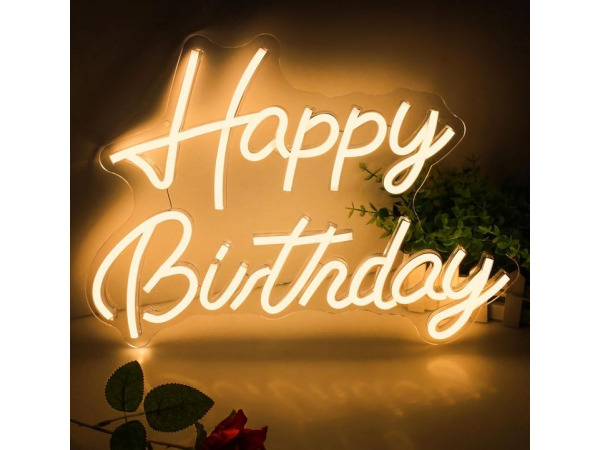 Neonbord, Happy Birthday ca. 42 x 32 cm 