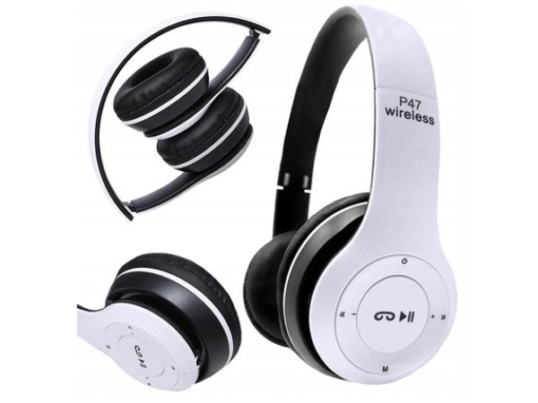 Draadloze hoofdtelefoon p47 bluetooth microfoon mp3 wit