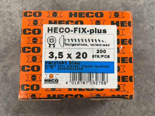 6x Heco spaanplaatschroeven ø3,5x20mm 200-delig