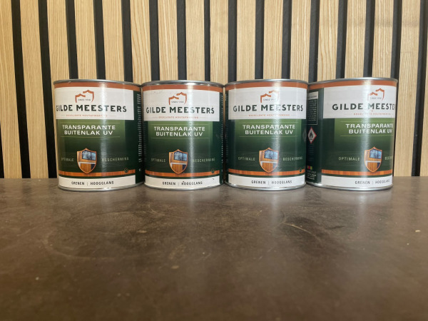 4x Gilde Meesters Transparante Buitenlak UV Hoogglans Grenen