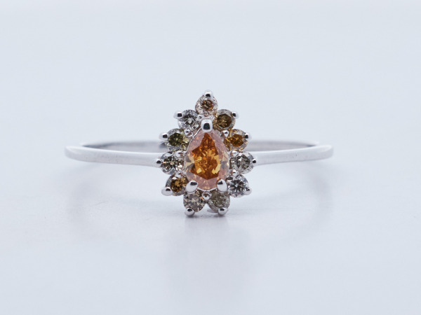 Ring met natuurlijke diamanten – Geeloranje 0,45 ct