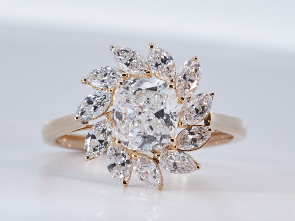 14k geelgouden ring met 2.40 ct LG diamanten