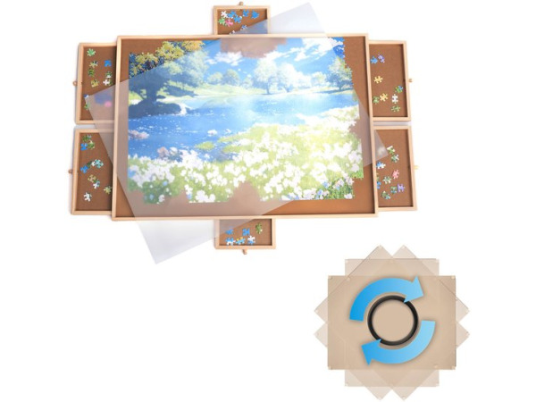 FlinQ draaibaar puzzelbord 1500 stukjes, 6 lades