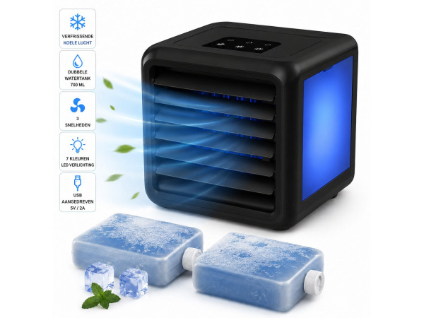 QUIGG Mini Air Cooler  - LED Verlichting – Luchtkoeler - USB