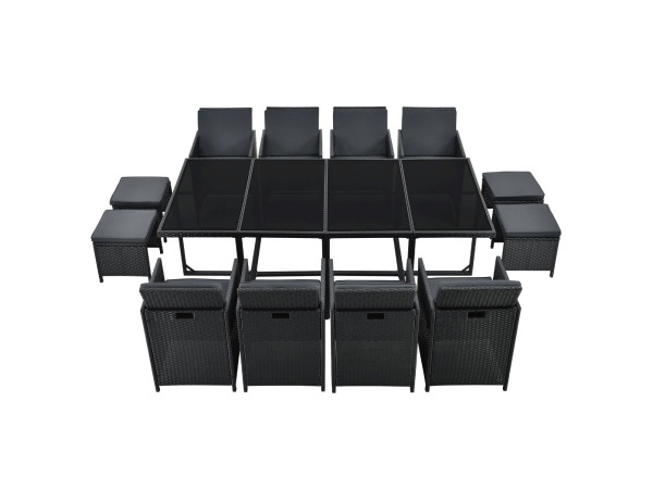 Polyrotan eetset - Baracoa XXl - 13-delig - Zwart