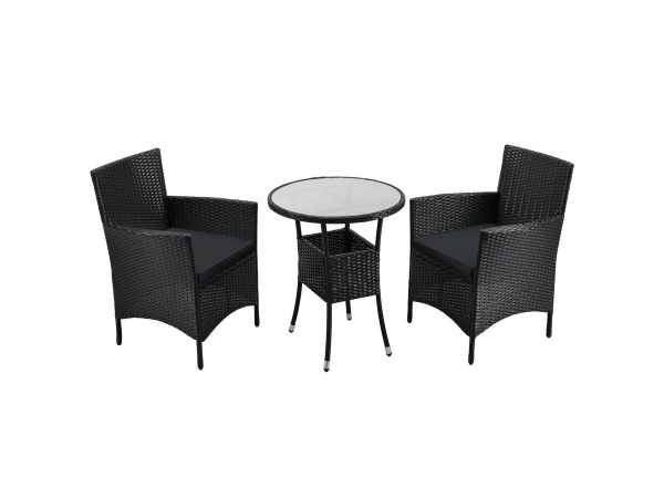 Balkonset polyrotan - Bayamo - 3 delig -Zwart