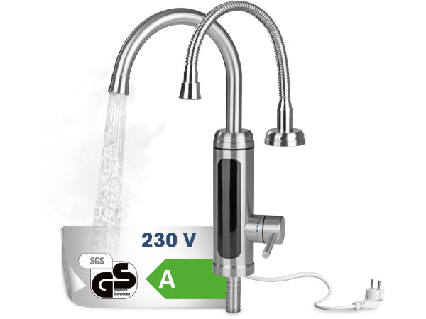 Elektrische warm- en koudwaterkraan Easymaxx C-uitloop RVS