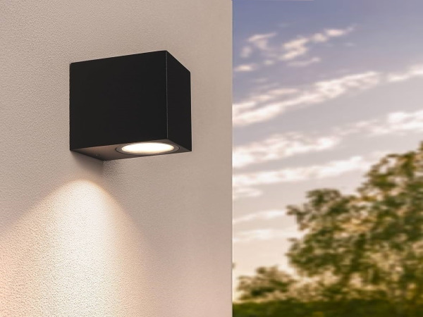 24x Wandlamp modern rechthoekig GU10 fitting zand zwart IP44