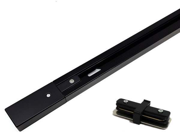 40x 1 meter Rail voor 1 fase 2draden railsystem +verbinder zwart