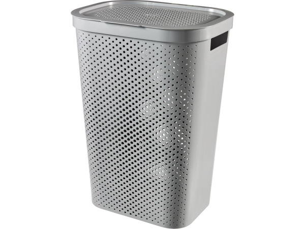 Curver Infinity Dots Wasmand met deksel 60L Grijs