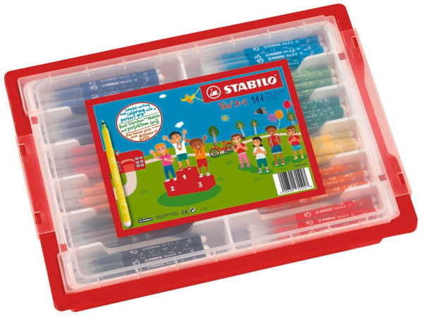 Stabilo Viltstift Trio A-Z 144 stiften - meerkleurig