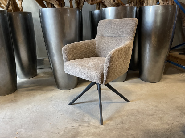 Eetkamerstoel Turner (set van 6) weefstof - liver/taupe