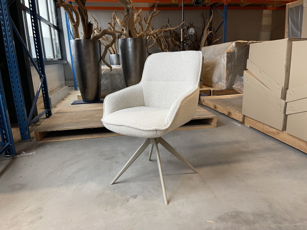 Eetkamerstoel Fogio (set van 6)- Boucle natural- draaibaar