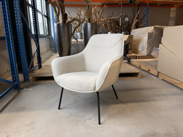 Fauteuil Sassy - Boucle - Stof - wit - Ivory - creme