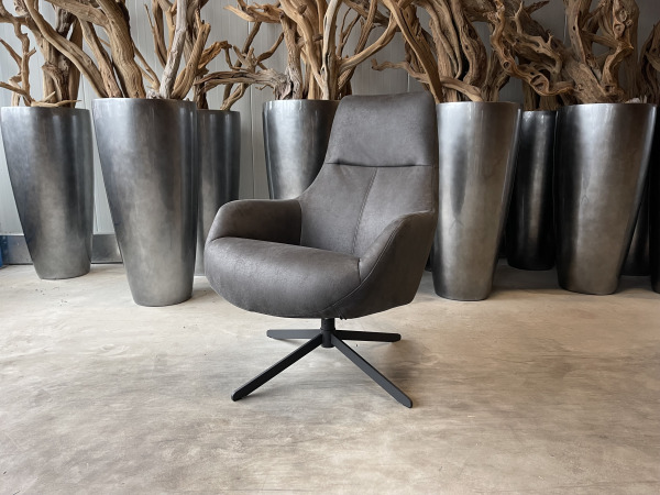 Fauteuil Cone -Draaibaar- Microleder - Grijs - Antraciet