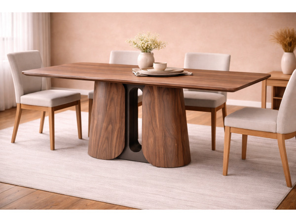 Eettafel Walnoot 240x110x76 - Rechthoek ronde rand - bronze