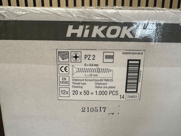 12.000x HiKOKI Spaanplaatschroeven 4,0 x 25 mm – PZ2