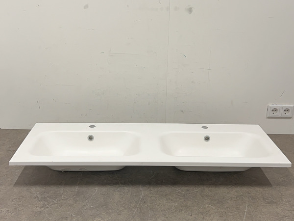 Dubbele wastafel 124x14,2cm wit