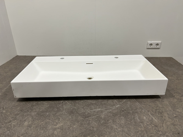 Enkele wastafel met 2 kraangaten 100x47,5cm wit