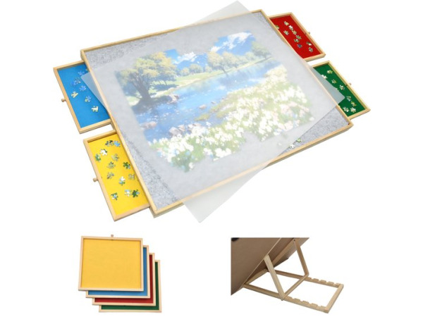 FlinQ verstelbaar puzzelbord 1500 st. met 4 lades