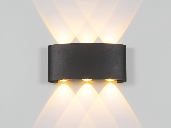 4x 6W LED Wandlamp zes licht zwart warm wit waterdicht