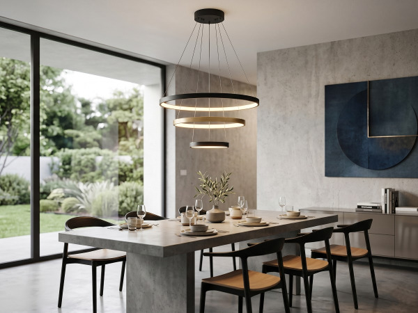 Hanglamp Zand Zwart en Goud Trio Ring 50W LED CCT 3 Kleur 