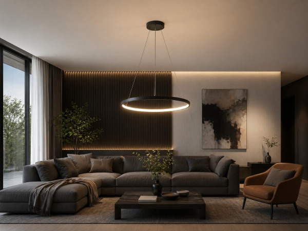Hanglamp Zand Zwart 60cm 28W LED CCT 3 Kleur