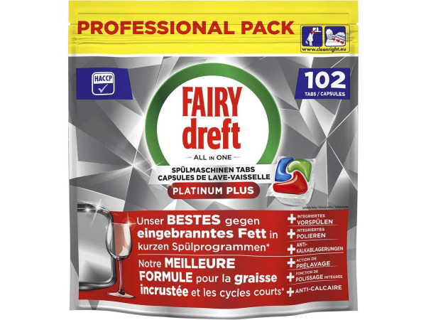 Dreft Pro Platinum Plus Regular vaatwascapsules 102 stuks